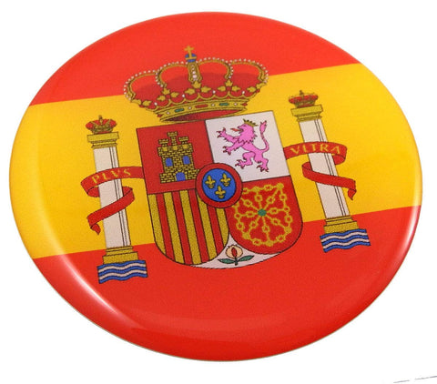 Spain Spanish Flag Round Domed Decal Emblem Car Bike 3D Sticker 2.44"