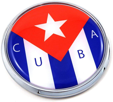 Cuba Cuban Flag 2.75" Car Chrome Round Emblem Decal 3D Sticker Badge