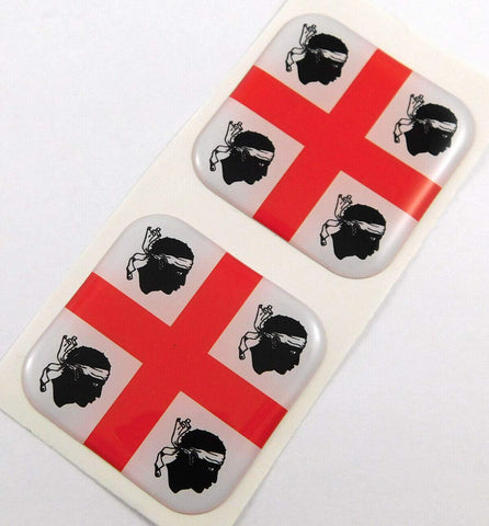 Sardinia Flag Square Domed Decal car Bike Gel Stickers 1.5" 2pc