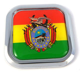 Bolivia Flag Square Chrome rim Emblem Car 3D Decal Badge Bumper Hood sticker 2"