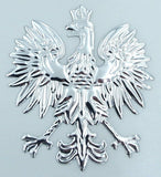 Poland, Polish Eagle Chrome Silver Finish Decal Emblem 3D Sticker car Bike 2.5" Flexible