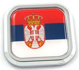 Serbia Flag Square Chrome rim Emblem Car 3D Decal Badge Hood Bumper sticker 2"