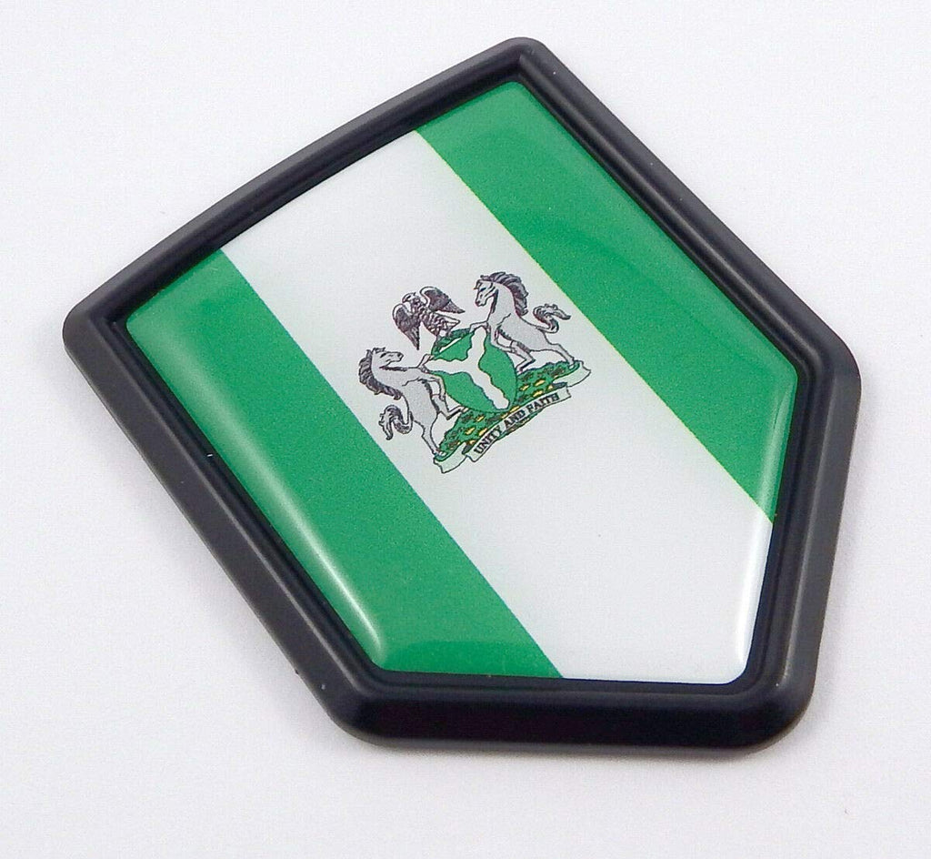 Nigeria Nigerian Flag Black Shield Car Bike Decal Crest Emblem 3D Sticker