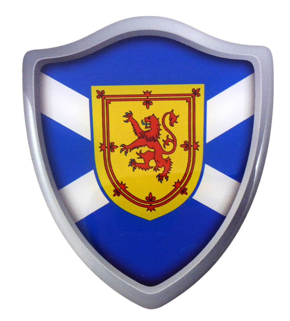 Scotland Scottish Flag Shield Domed Decal 3D Look Edge Emblem Sticker 2.6"x3"
