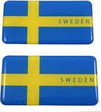 Sweden Swedish Flag Domed Decal 3D Sticker Emblem 2.6" Set of 2 Decals