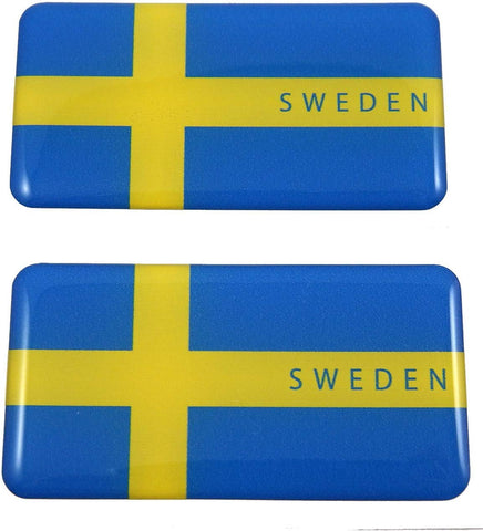 Sweden Swedish Flag Domed Decal 3D Sticker Emblem 2.6" Set of 2 Decals