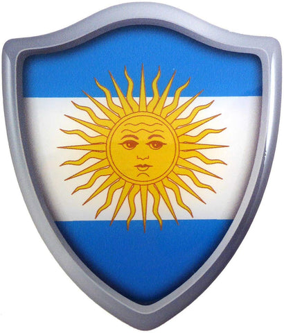 Argentina Flag Shield Domed Decal 3D Look Edge Emblem Resin car Sticker 2.6"x3"