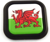 Wales Flag Square Black rim Emblem Car 3D Decal Badge Hood Bumper sticker 2"