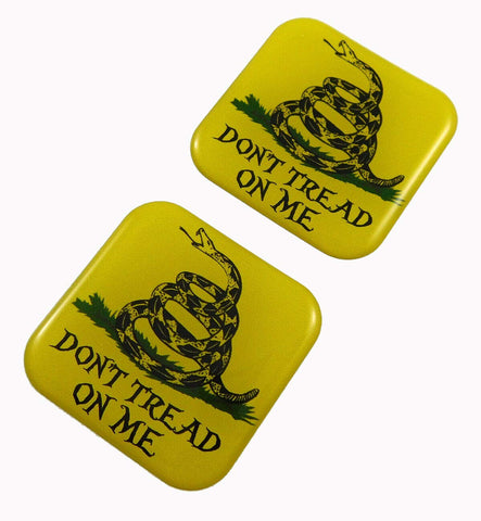 Don't Tread on Me Gadsden Flag Square Domed Decal car Bike Gel Stickers 1.5" 2pc