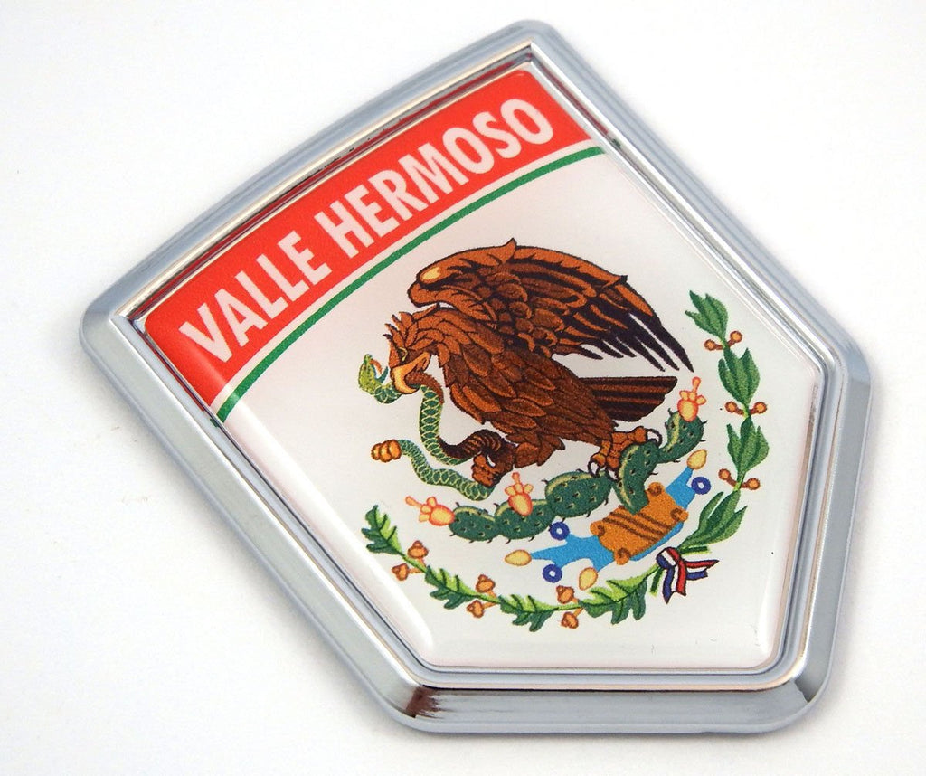 Valle Hermoso Mexico Flag Mexican Car Emblem Chrome Bike Decal 3D Sticker MX11