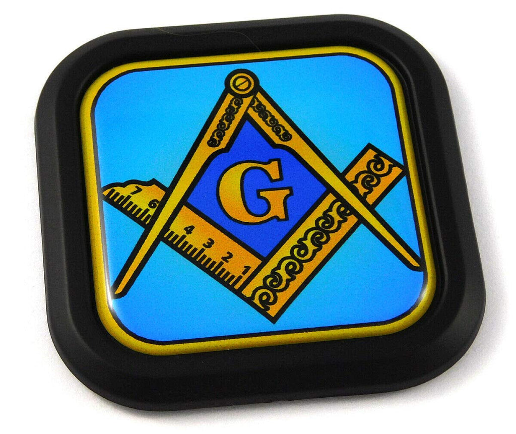 Mason Masonic symbol blue Square Black rim Emblem Car 3D Decal Badge Bumper 2"