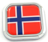 Norway Flag Square Chrome rim Emblem Car 3D Decal Badge Hood Bumper sticker 2"