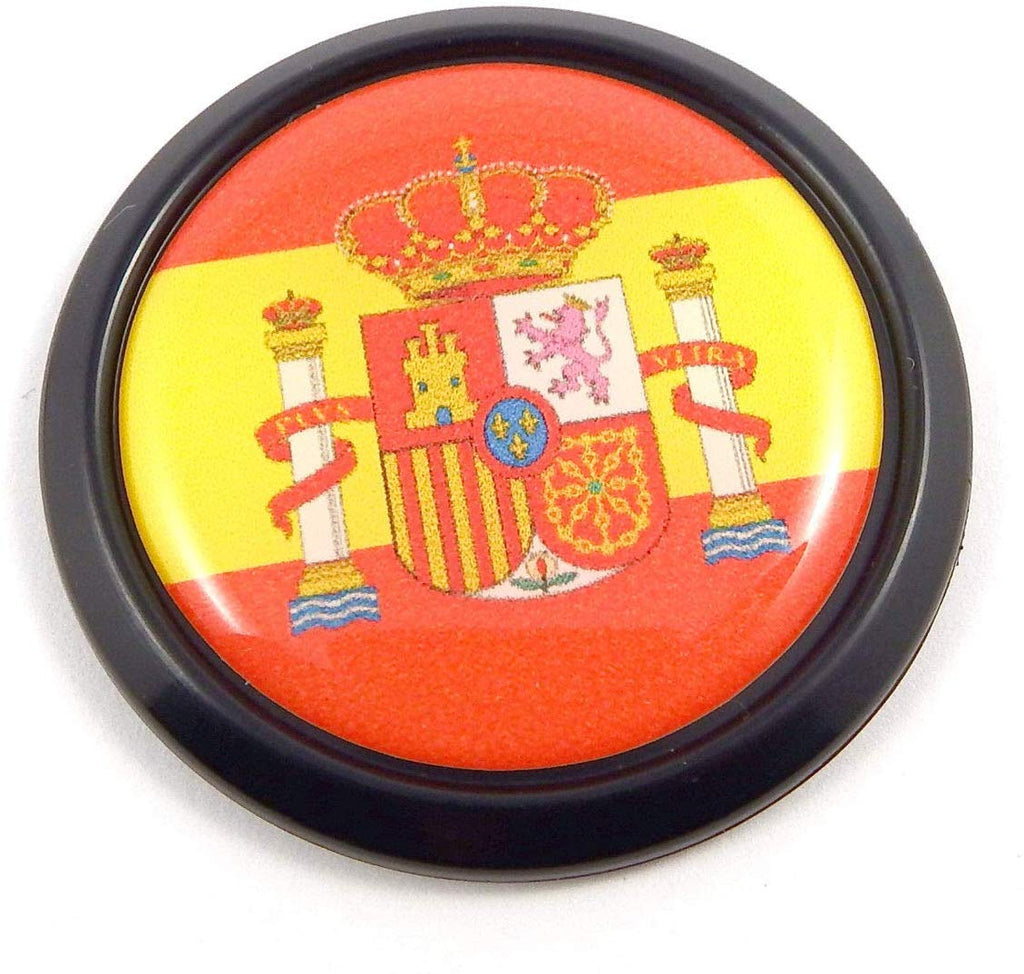 Spain Spanish Black Round Flag Car Decal Emblem Bumper 3D Sticker 1.85"