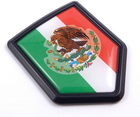 Mexico Mexican Flag Black Shield Car Bike Decal Crest Emblem 3D Sticker