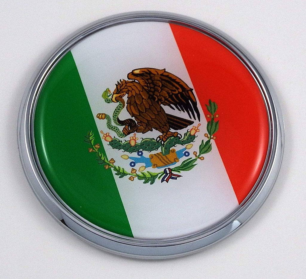 Mexico Mexican Flag 2.75" Car Chrome Round Emblem Decal 3D Sticker Badge