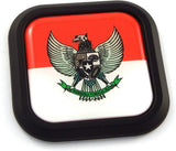 Indonesia Flag Square Black rim Emblem Car 3D Decal Badge Hood Bumper sticker 2"
