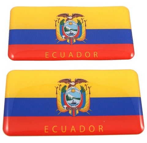 Ecuador Flag Domed Decal 3D Sticker Emblem 2.6" Set of 2 Decals