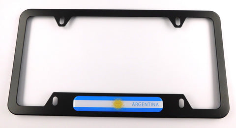 Argentina Flag Metal Black Aluminium Car License Plate Frame Holder 4 hole bottom cutout