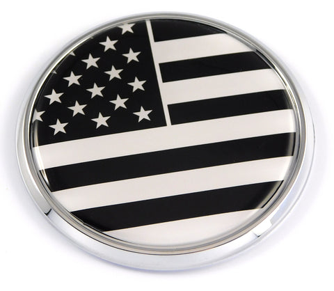 USA America American flag black and white Car Chrome Round Emblem Decal 3D Badge 2.75"