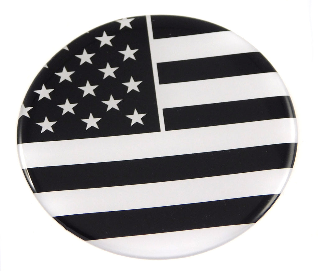 USA America American Flag black and white Round Domed Decal Emblem Car Bike 2.44"