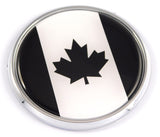 Canada Canadian flag black and white Car Chrome Round Emblem Decal 3D Badge 2.75"