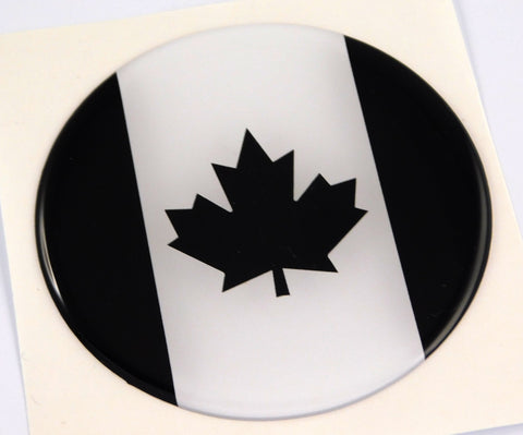 Canada Canadian Flag black and white Round Domed Decal Emblem Car Bike 2.44"