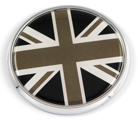 England Great Britain flag black and white Car Chrome Round Emblem Decal 3D Badge 2.75"