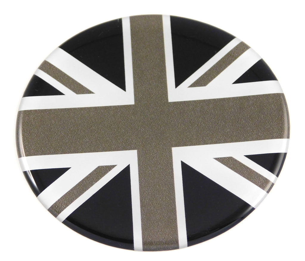 England Great Britain Flag black and white Round Domed Decal Emblem Car Bike 2.44"