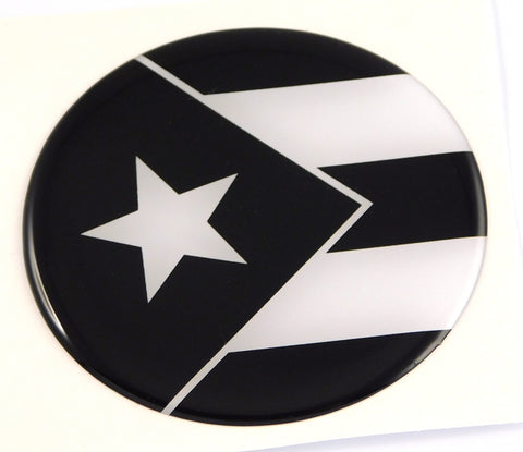 Puerto Rico Flag black and white Round Domed Decal Emblem Car Bike 2.44"