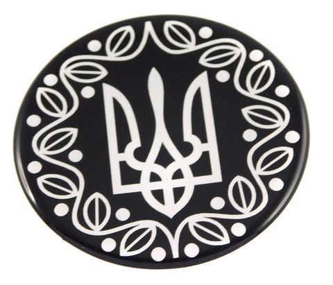 Ukraine Ukrainian Trident Tryzub black and white Round Domed Decal Emblem Car Bike 2.44"