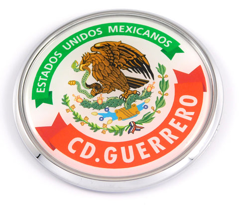 CD. Guerrero Mexico Mexican State Car Chrome Round Emblem Decal 3D Badge 2.75"