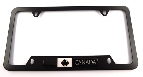 Canada black and white Flag Metal Black Aluminium Car License Plate Frame Holder 4 hole bottom cutout