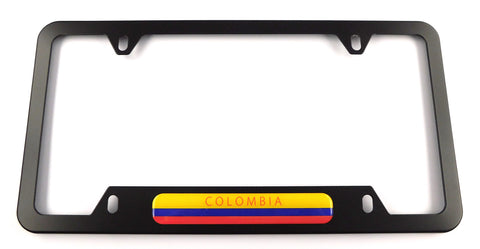 Colombia Colombian flag Metal Black Aluminium Car License Plate Frame Holder 4 hole bottom cutout