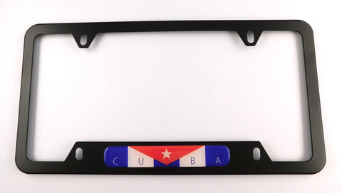 Cuba Cuban flag Metal Black Aluminium Car License Plate Frame Holder 4 hole bottom cutout