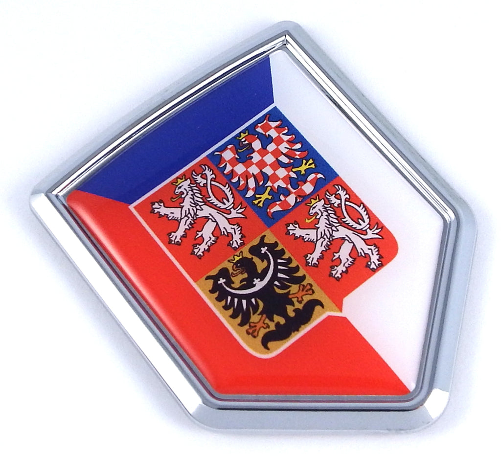 Czech republic Flag Car Chrome Emblem 3D Decal Sticker shield crest