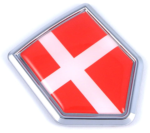Denmark Flag Danish Car Chrome Emblem 3D Decal Sticker