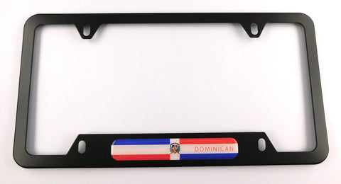 Dominican Republic flag Metal Black Aluminium Car License Plate Frame Holder 4 hole bottom cutout