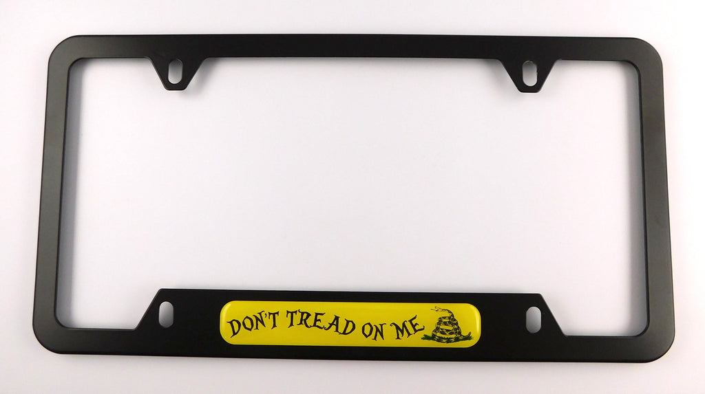 Don't Tread on Me Metal Black Aluminium Car License Plate Frame Holder 4 hole bottom cutout