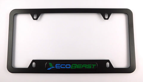 Ecobeast black Metal Black Aluminium Car License Plate Frame Holder 4 hole bottom cutout