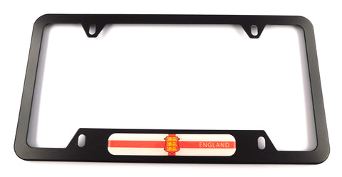 England flag Metal Black Aluminium Car License Plate Frame Holder 4 hole bottom cutout