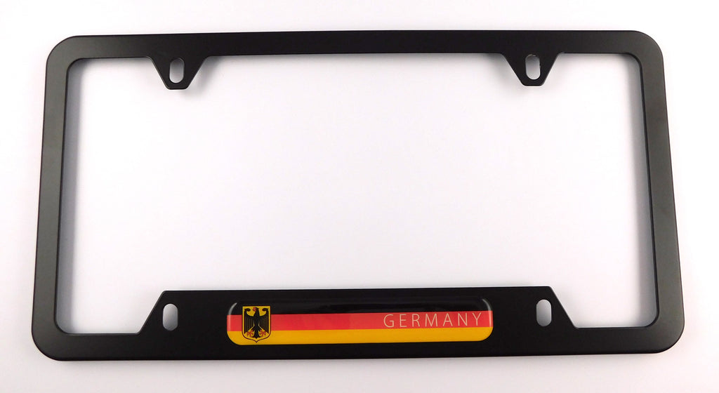 Germany Flag Metal Black Aluminium Car License Plate Frame Holder 4 hole bottom cutout