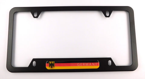 Germany Flag Metal Black Aluminium Car License Plate Frame Holder 4 hole bottom cutout