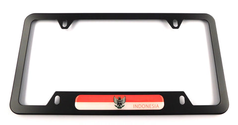 Indonesia Metal Black Aluminium Car License Plate Frame Holder 4 hole bottom cutout