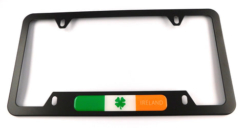 Ireland Irish Flag Metal Black Aluminium Car License Plate Frame Holder 4 hole bottom cutout