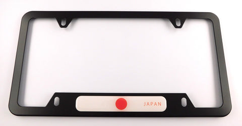Japan Flag Metal Black Aluminium Car License Plate Frame Holder 4 hole bottom cutout