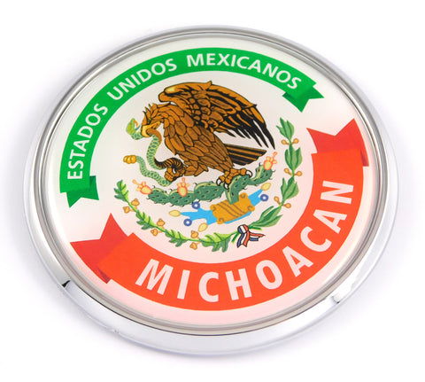 Michoacan Mexico Mexican State Car Chrome Round Emblem Decal 3D Badge 2.75"