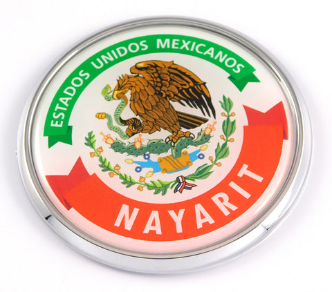 Nayarit Mexico Mexican State Car Chrome Round Emblem Decal 3D Badge 2.75"