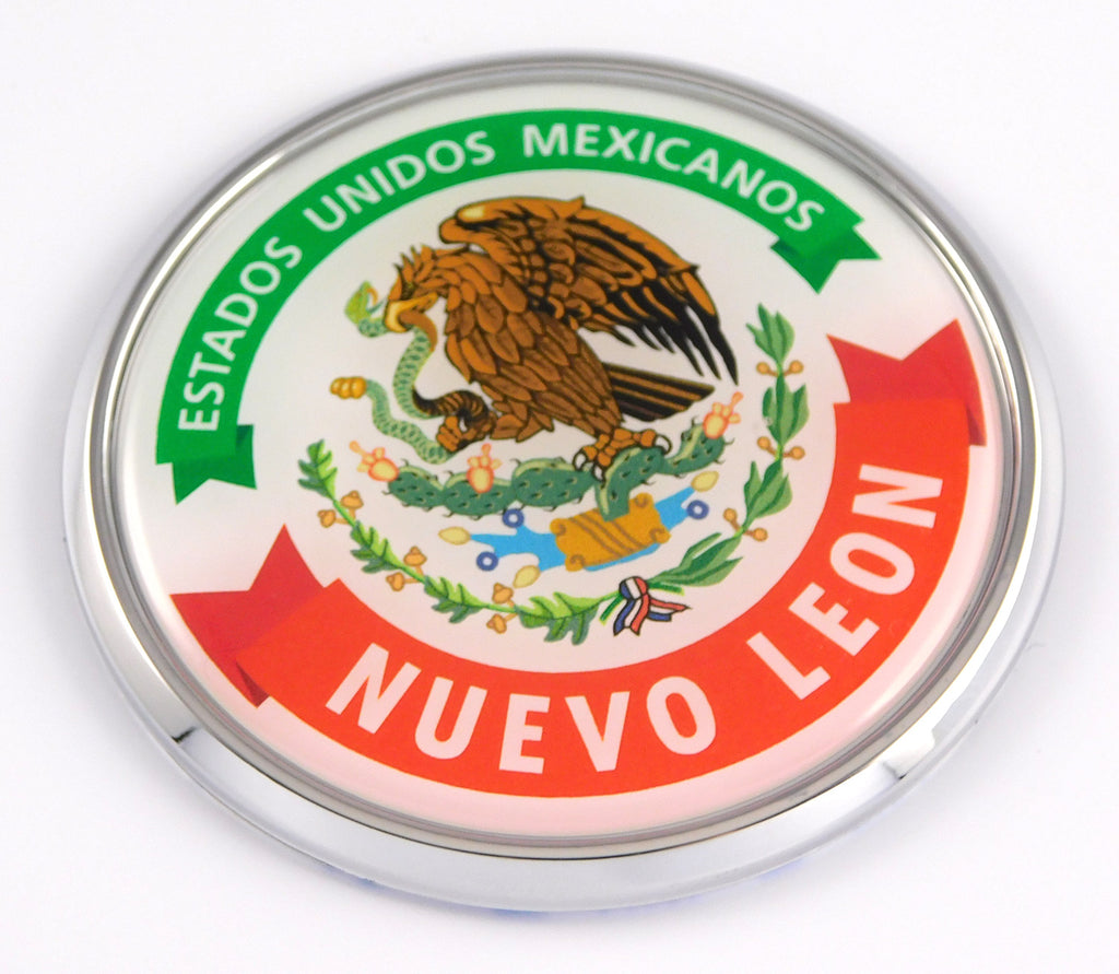 Nuevo Leon Mexico Mexican State Car Chrome Round Emblem Decal 3D Badge 2.75"