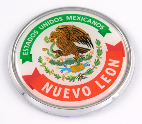 Nuevo Leon Mexico Mexican State Car Chrome Round Emblem Decal 3D Badge 2.75"