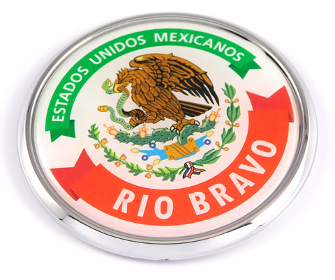 Rio Bravo Mexico Mexican State Car Chrome Round Emblem Decal 3D Badge 2.75"